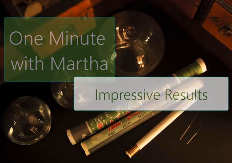 A table with cups and cigarettes, along with the words 'One Minute with Martha, Impressive Results